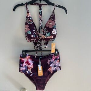 NWT 2 piece Kona Sol bikini with high waist bottoms